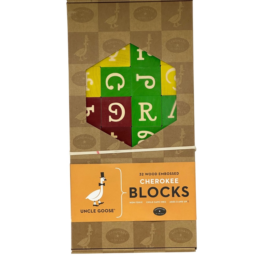 Uncle Goose Cherokee Blocks Multicolor Syllabary Wood Embossed Handmade USA New